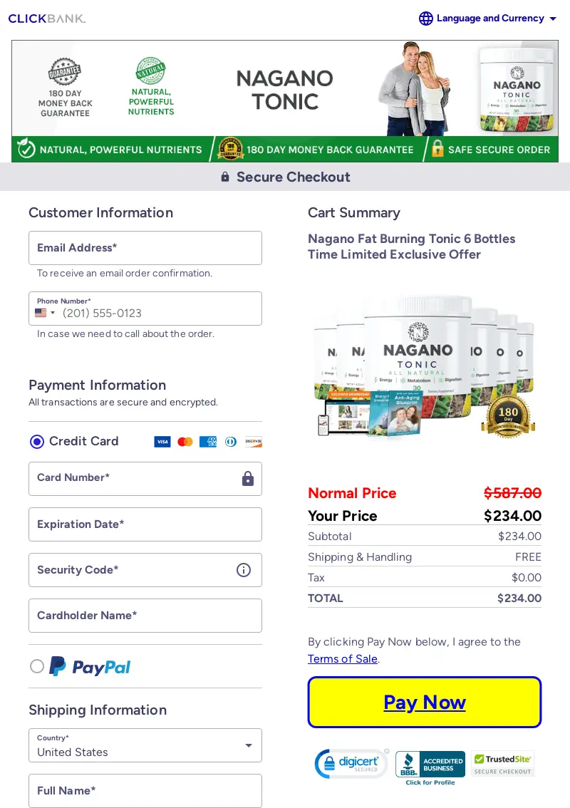 Nagano Tonic Order Form